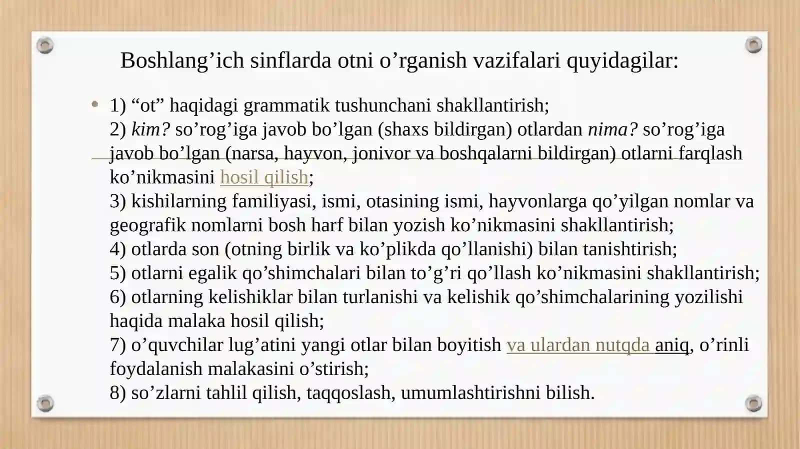 So‘z, olmosh, fe‘l turkumlarini o‘rganish 4