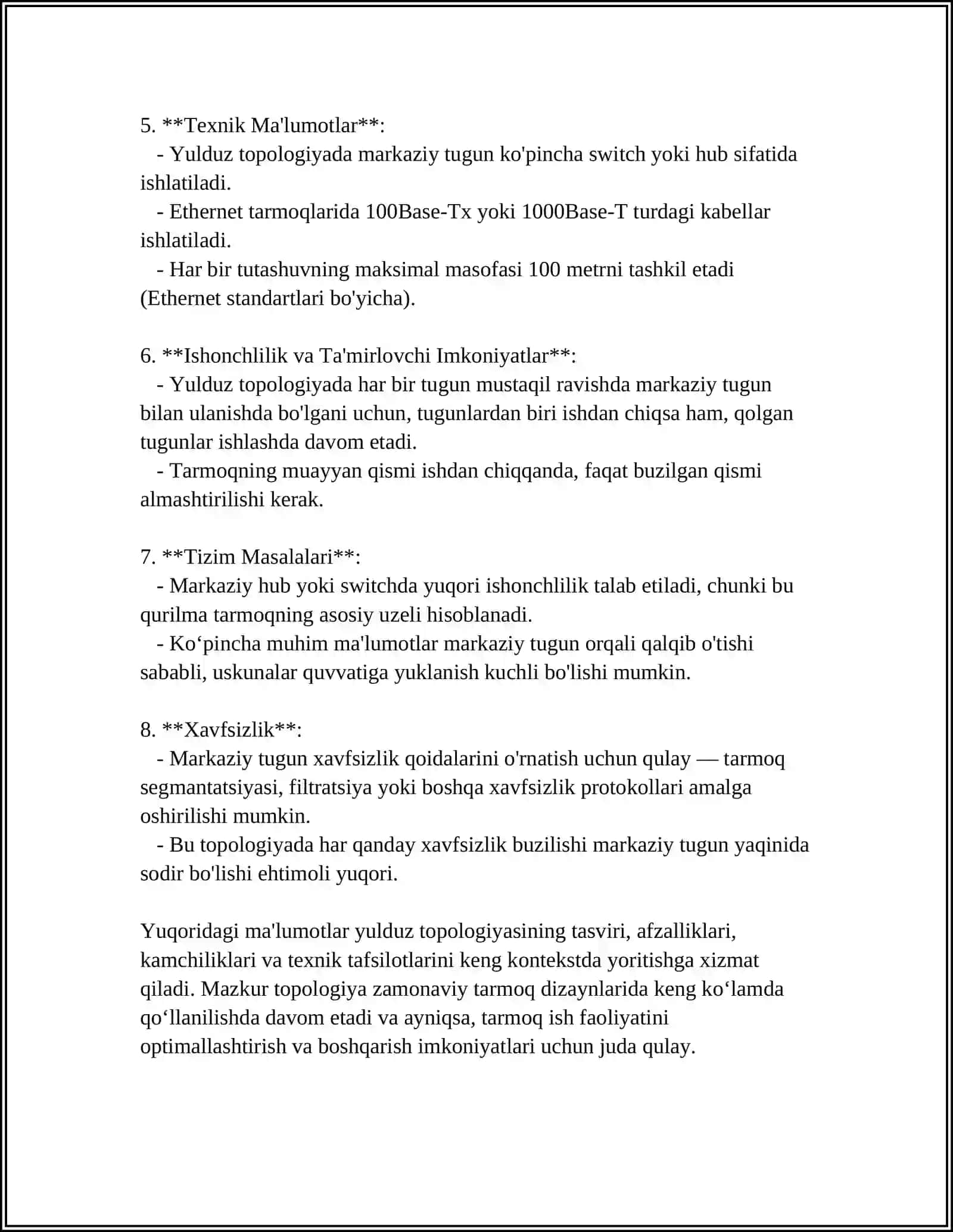 ASOSIY TARMOQ TOPOLOGIYALARI 4