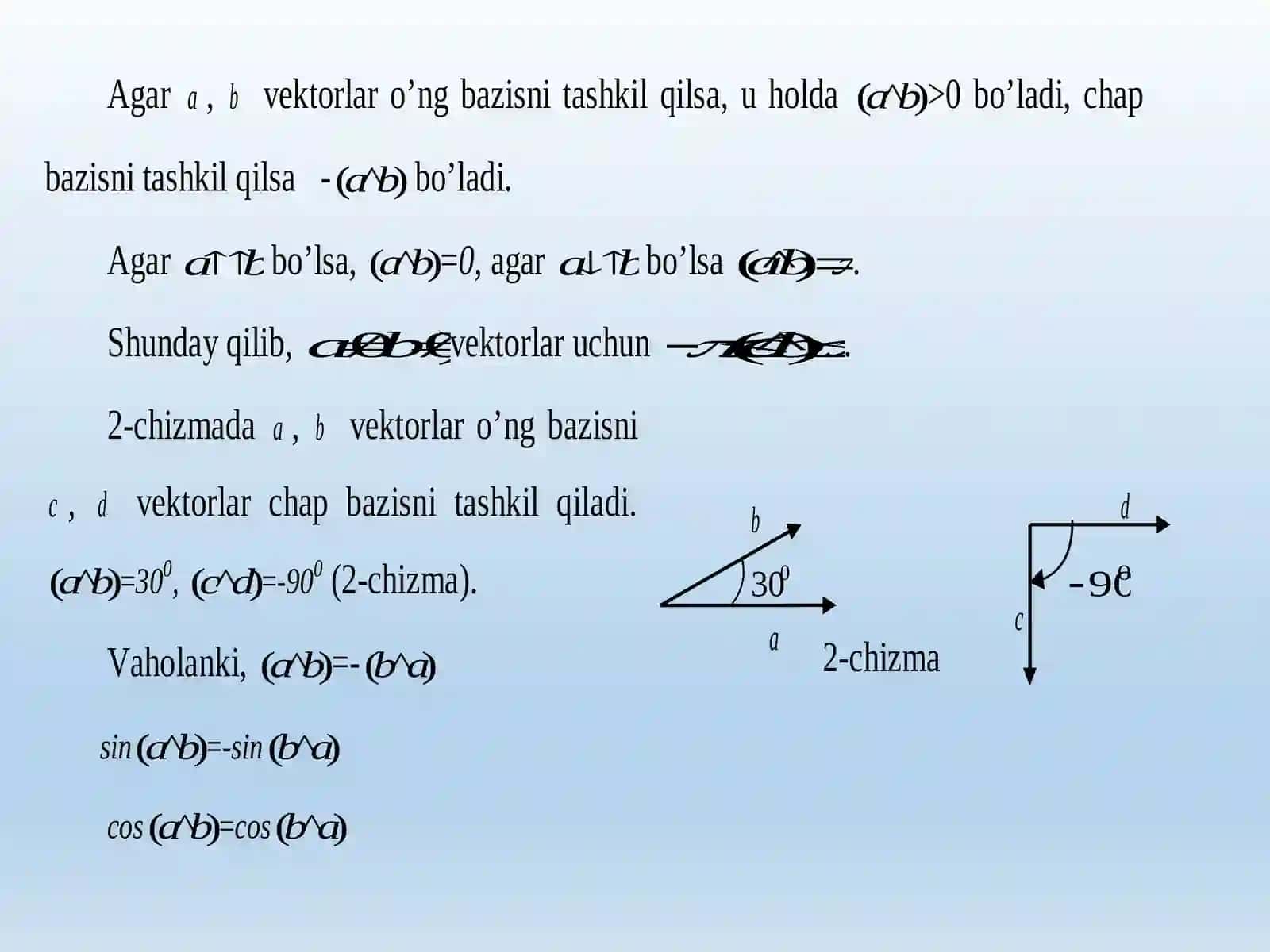 Affin va Dekart koordinatalar sistemasini almashtirish 4