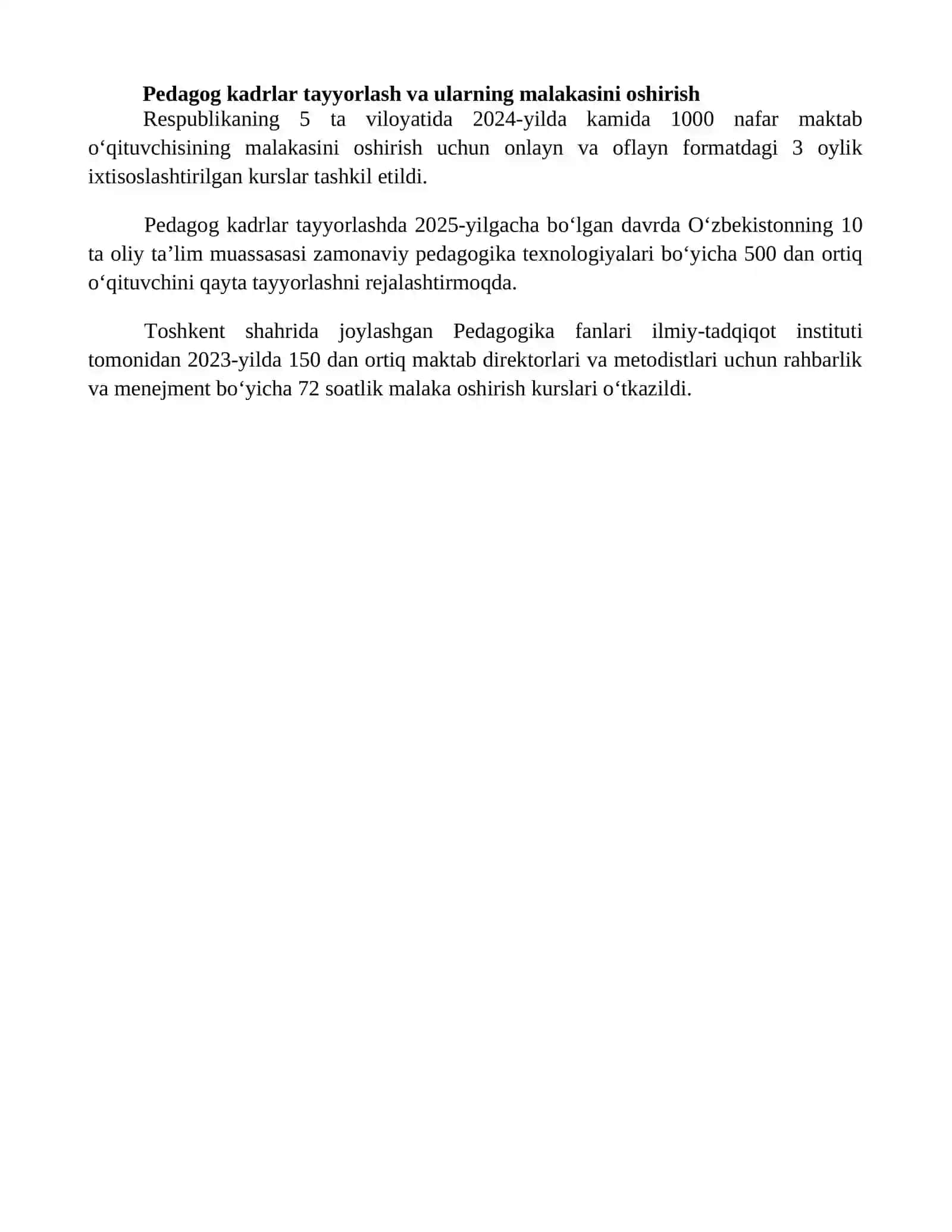 Ta'lim sohasidagi davlat siyosatining ustuvor yonalishlar 4