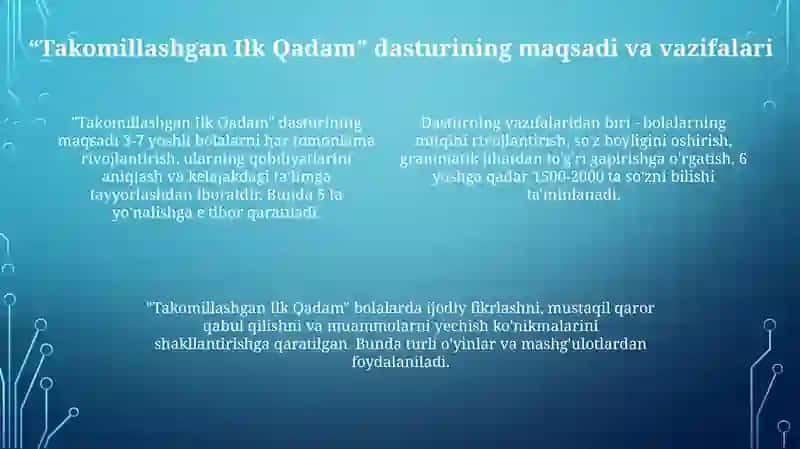 "Ilk qadam" va "Takomillashgan ilk qadam" dasturlari 4
