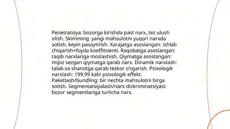 Narx siyosati 4