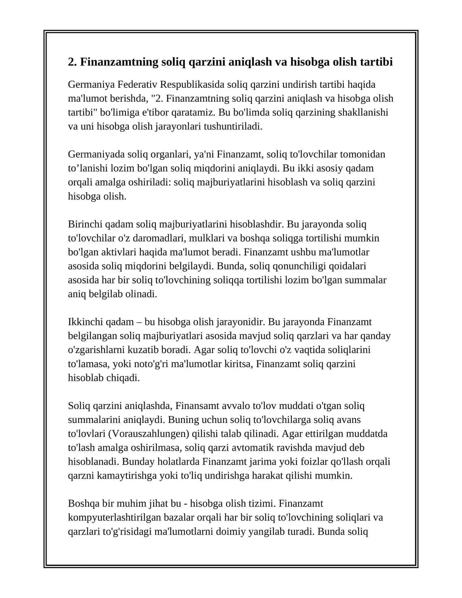GERMANIYA FEDARATIV RESPUBLIKASIDA SOLIQ QARZINI UNDIRISH TARTIBI 4