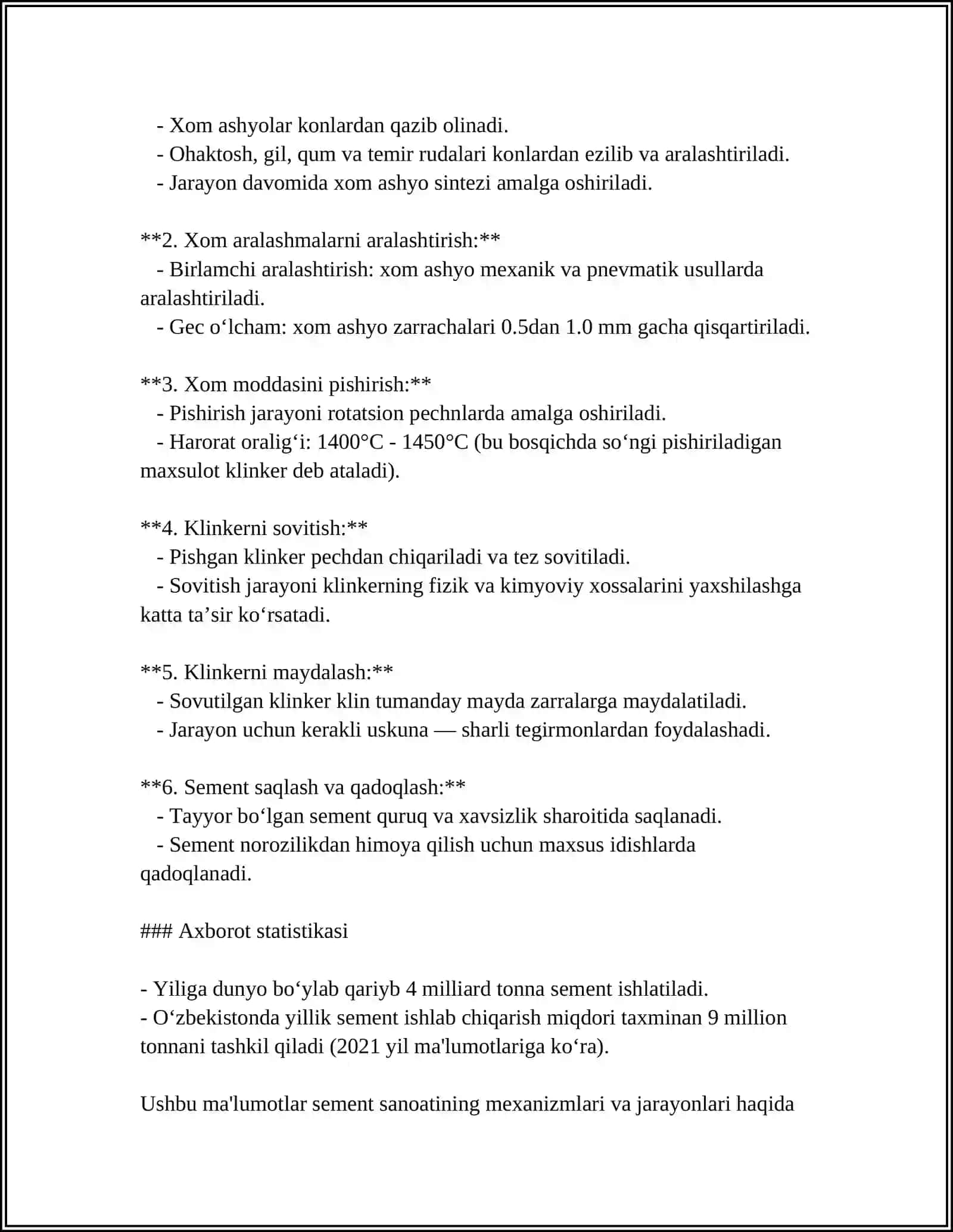 SEMENT TAYYORLASH TEXNOLOGIYALARI 4