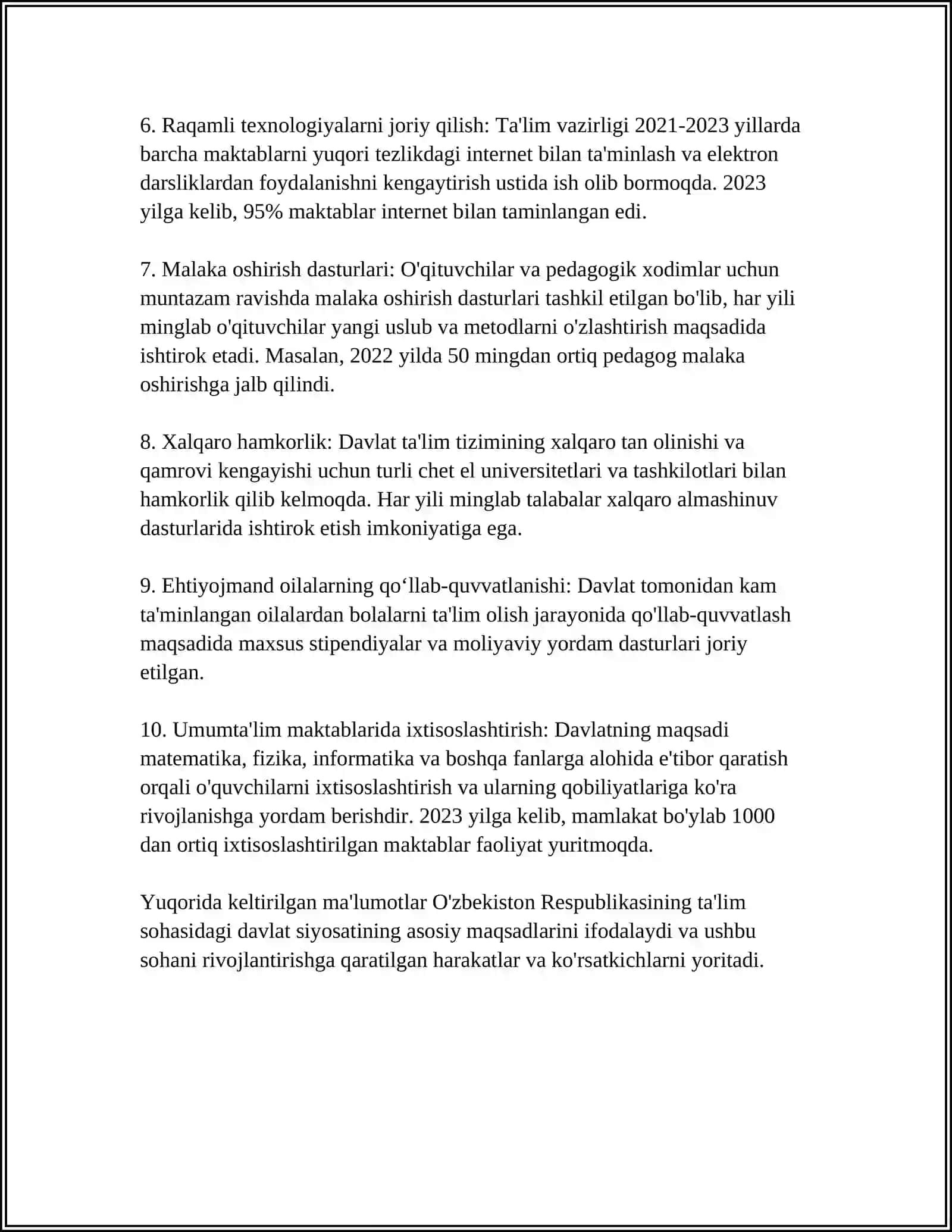 TA'LIM SOHASIDAGI DAVLAT SIYOSATINING USTUVOR YO'NALISHLARI 4