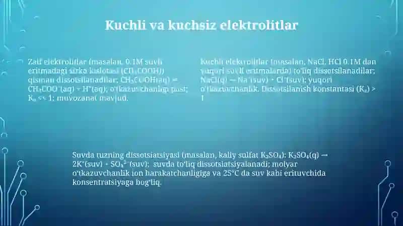 Tuzlarning dissotsiyalanish tenglamasini tuzish 4