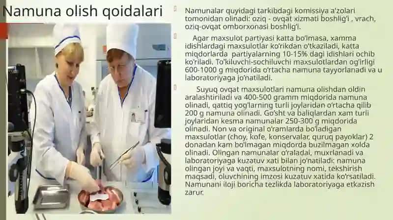Oziq-ovqat mahsulotlarini sanitariya ekspertizasi 4