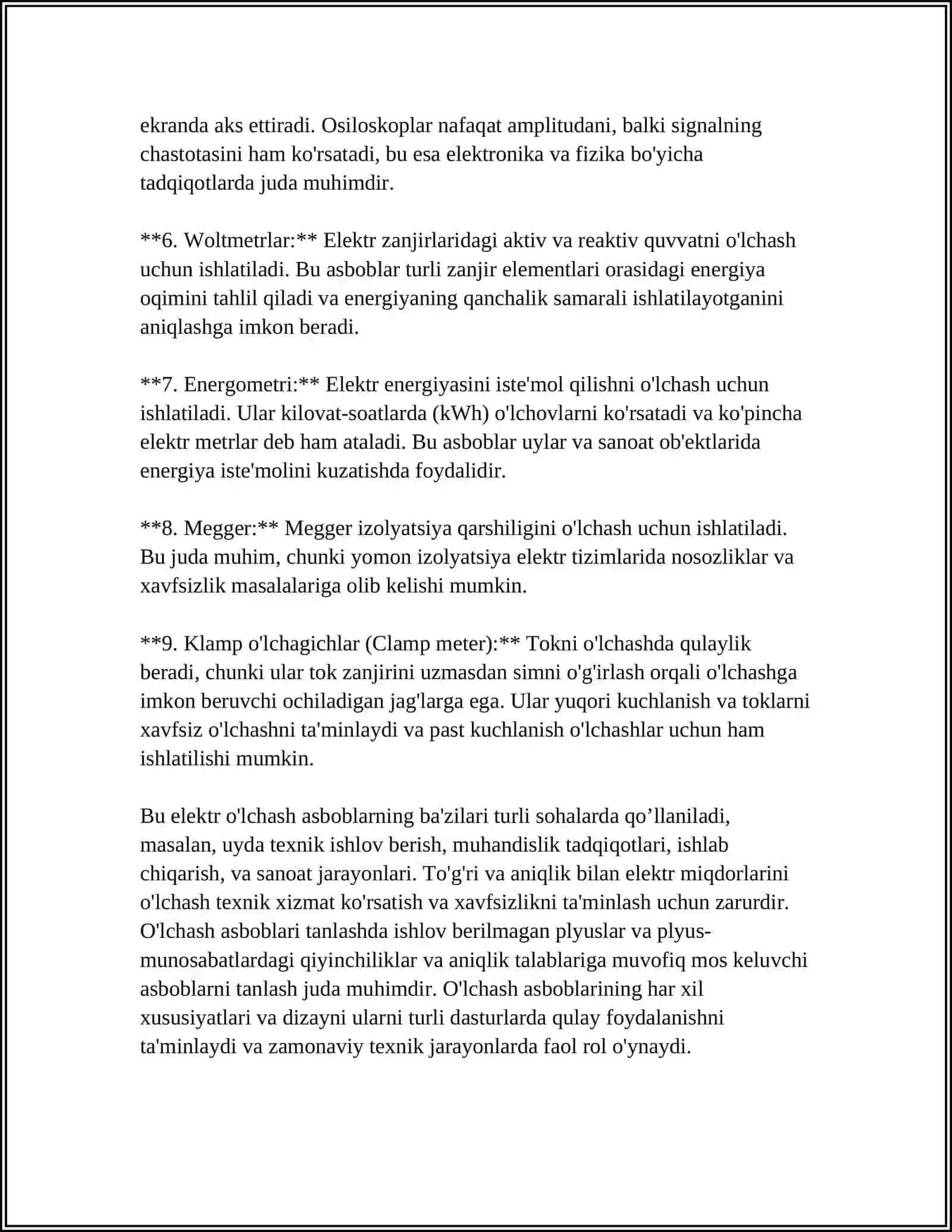 ELEKTR KATTALIKLARNI O’LCHASH ASBOBLARIVA UKARNI QO’LLASH 4