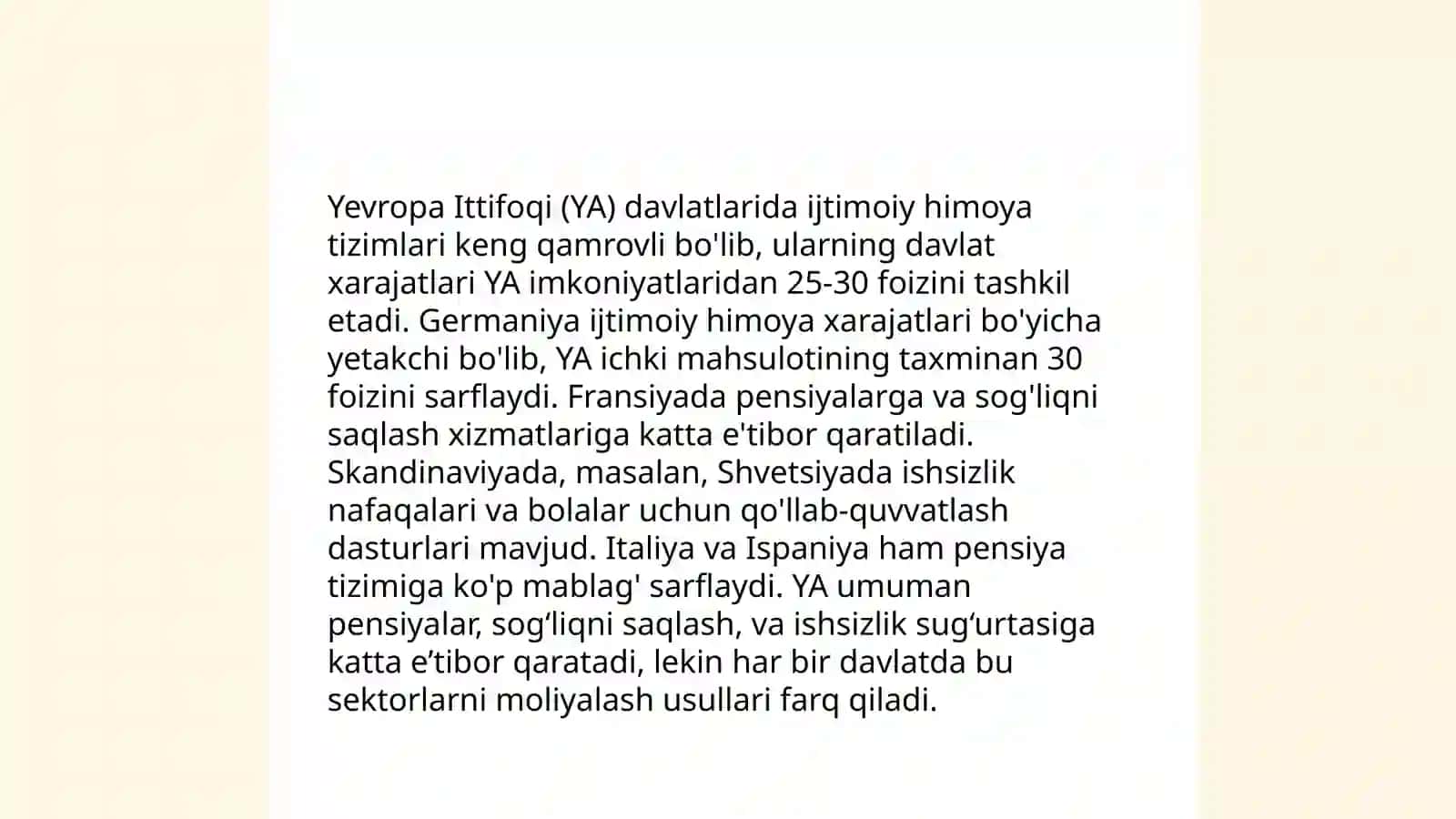 Yevropa mamlakatlarida aholini ijtimoiy himoya qilish tizimi 4