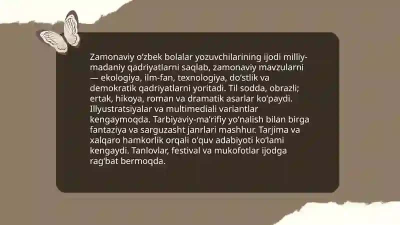 Hozirgi davrdagi oʻzbek bolalar adabiyoti 4