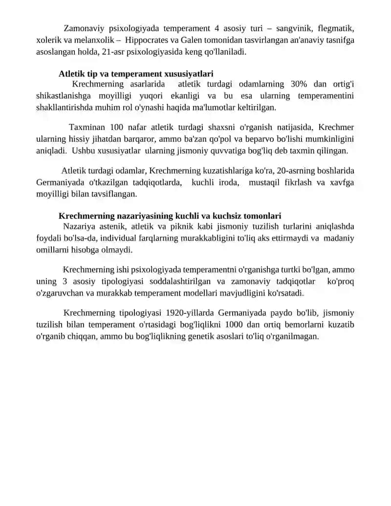 Krechmerning,,Temperament"nazariyasi 4