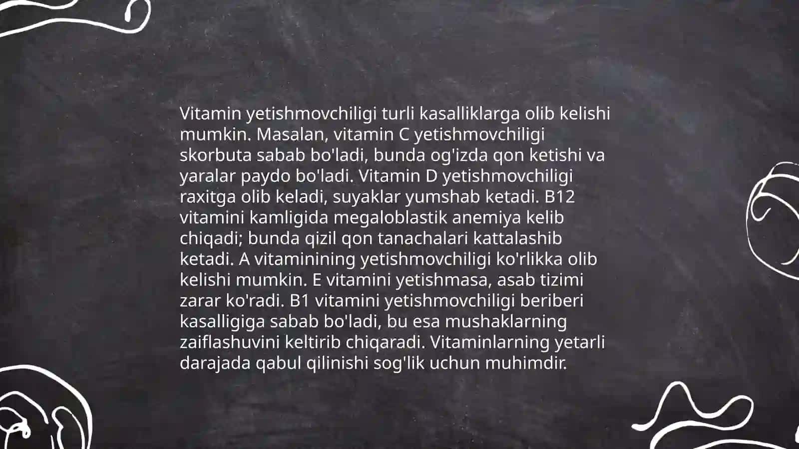Vitaminlarning ahamiyati. Mineral moddalar 4