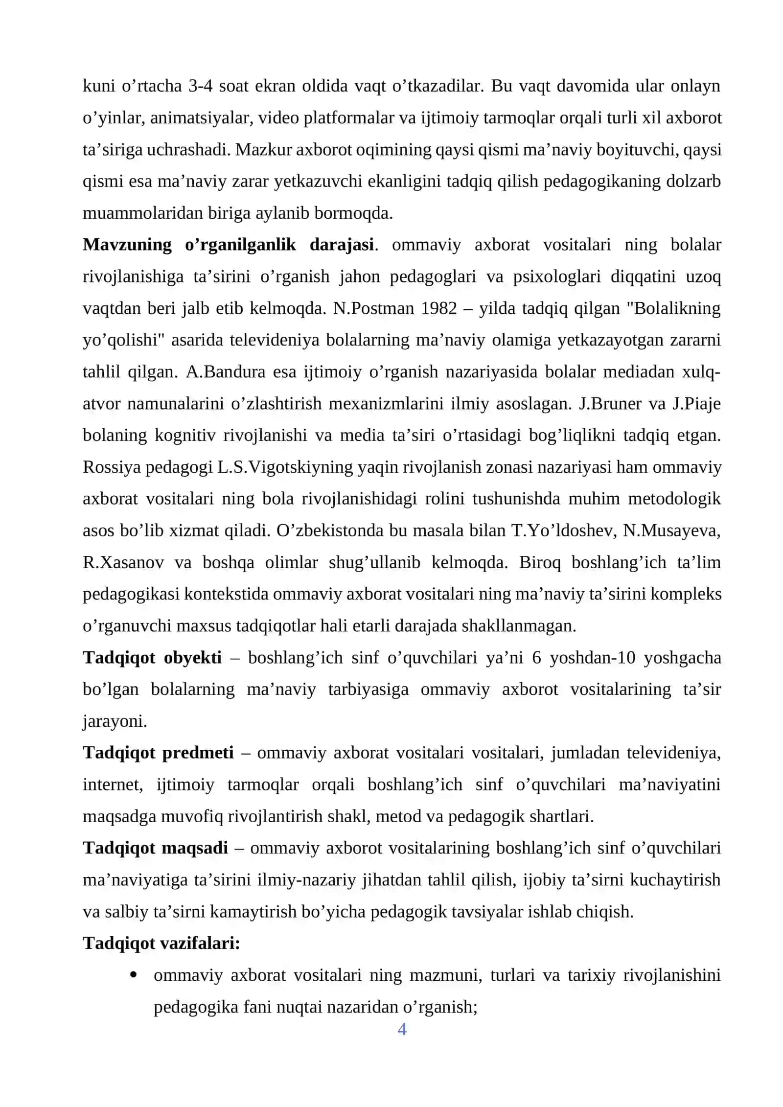 Ommaviy axborot vositalarining bola ma’naviyatini rivojlantirishga ta’siri. 4