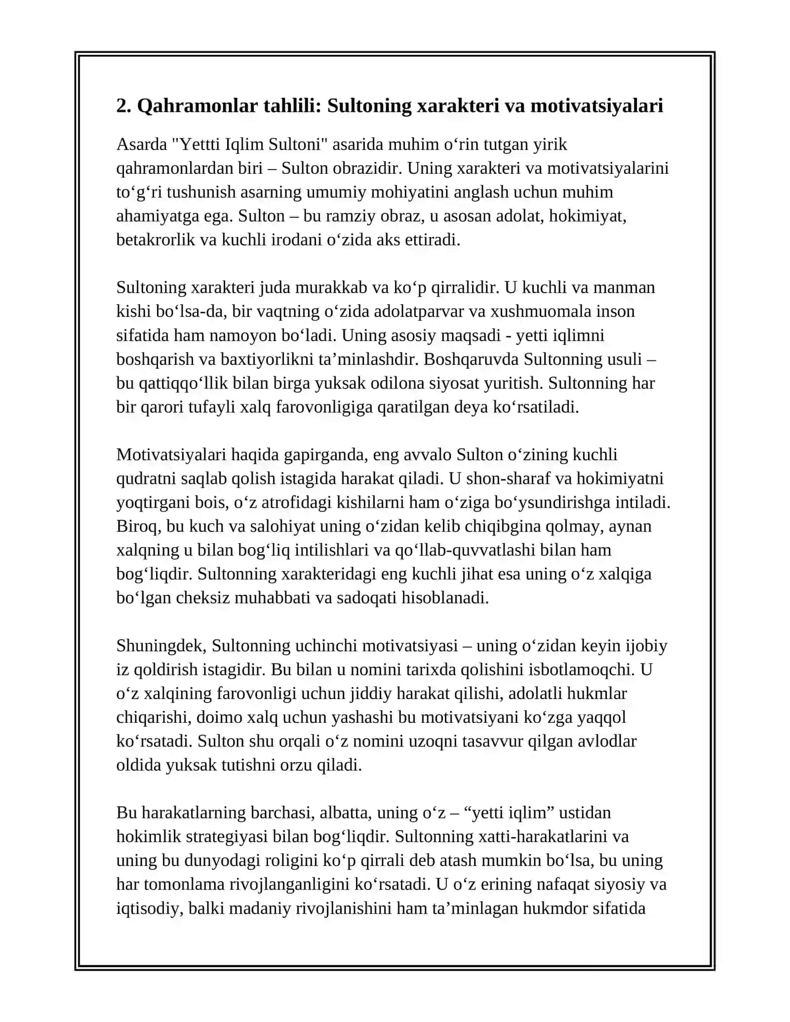 HILDA HUKHEKMNING YETTI IQLIM SULTONI ASARI ASOSIDA MUSTAQIL ISH 4