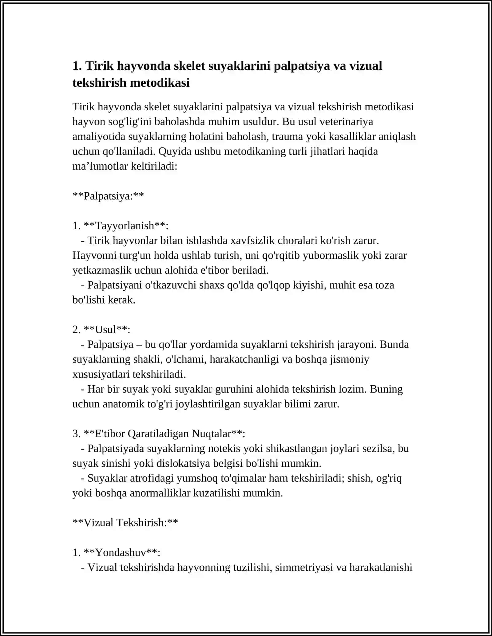 SKELET SUYAKLARINI TIRIK HAYVONDA OʼRGANISH VA PREPARATLAR TAYYORLASH 4