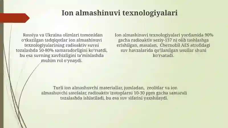 Suvni radiotsion ifloslanish muommolari va oqibatlarni bartaraf etish masalalari 4