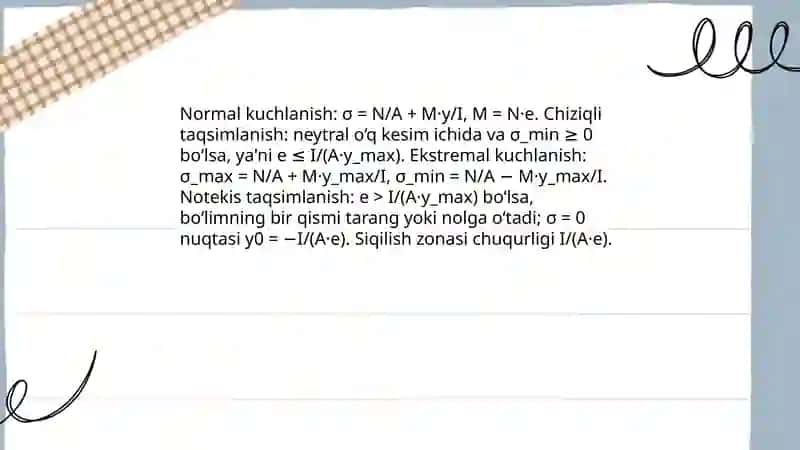 Nomarkaziy siqilishda normal kuchlanishni aniqlash 4
