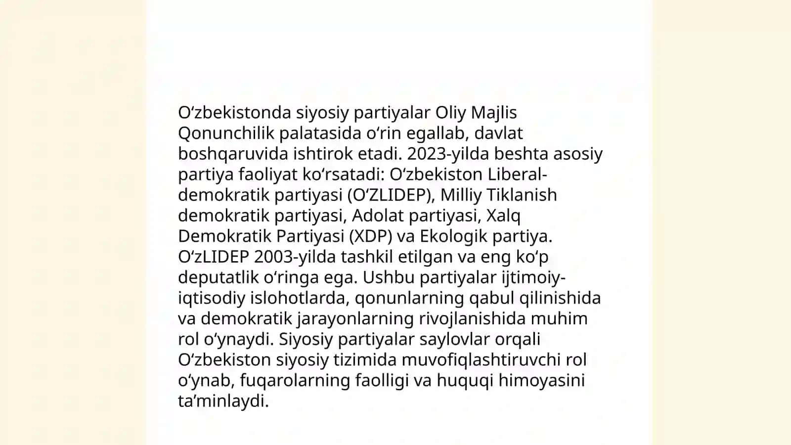 O'zbekistonda Demokratik Fuqarolik Jamiyati Asoslarining Shakllanishi Amalga Oshirilgan Siyosiy Islohotlar 4