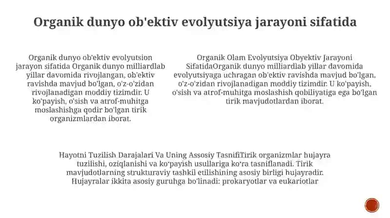 Organik Olam Evolyutsion Obyektiv Jarayoni Sifatida 4