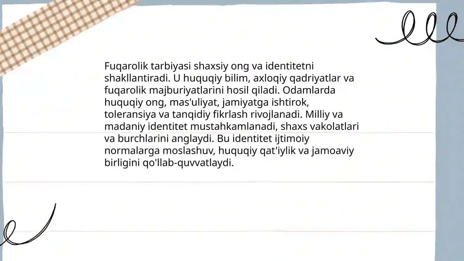 Shaxsni shakllanishi da huquqiy va fuqarolik tarbiyaning o'rni 4