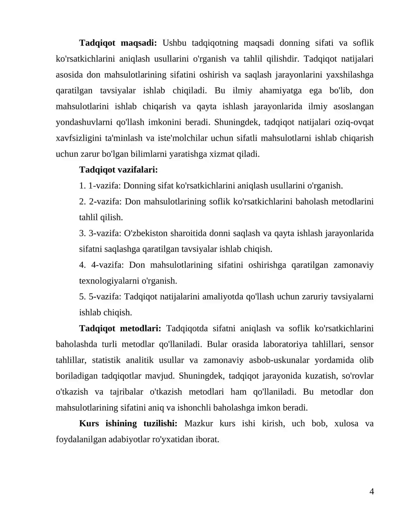 Donni sifati va soflik kòrsatkichlarini aniqlash usullari 4