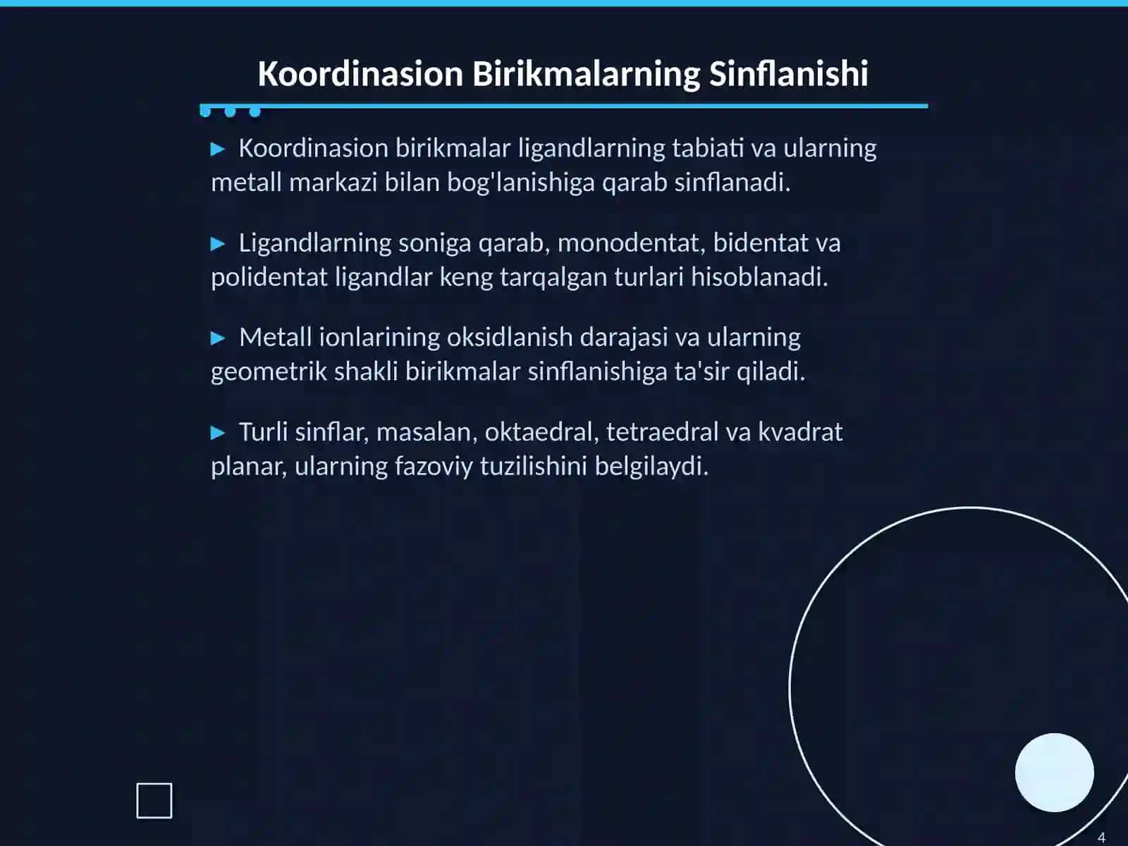 Koordinasion Birikmalarning Sinflanishi va Akvokomplekslar 4