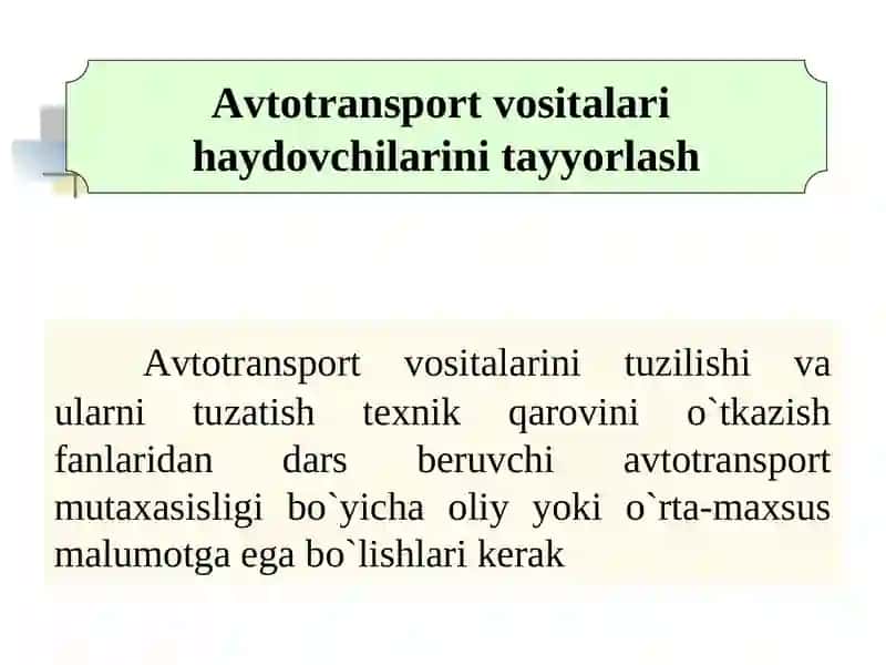 TRANSPORT VOSITALARINI BOSHQARISH 4