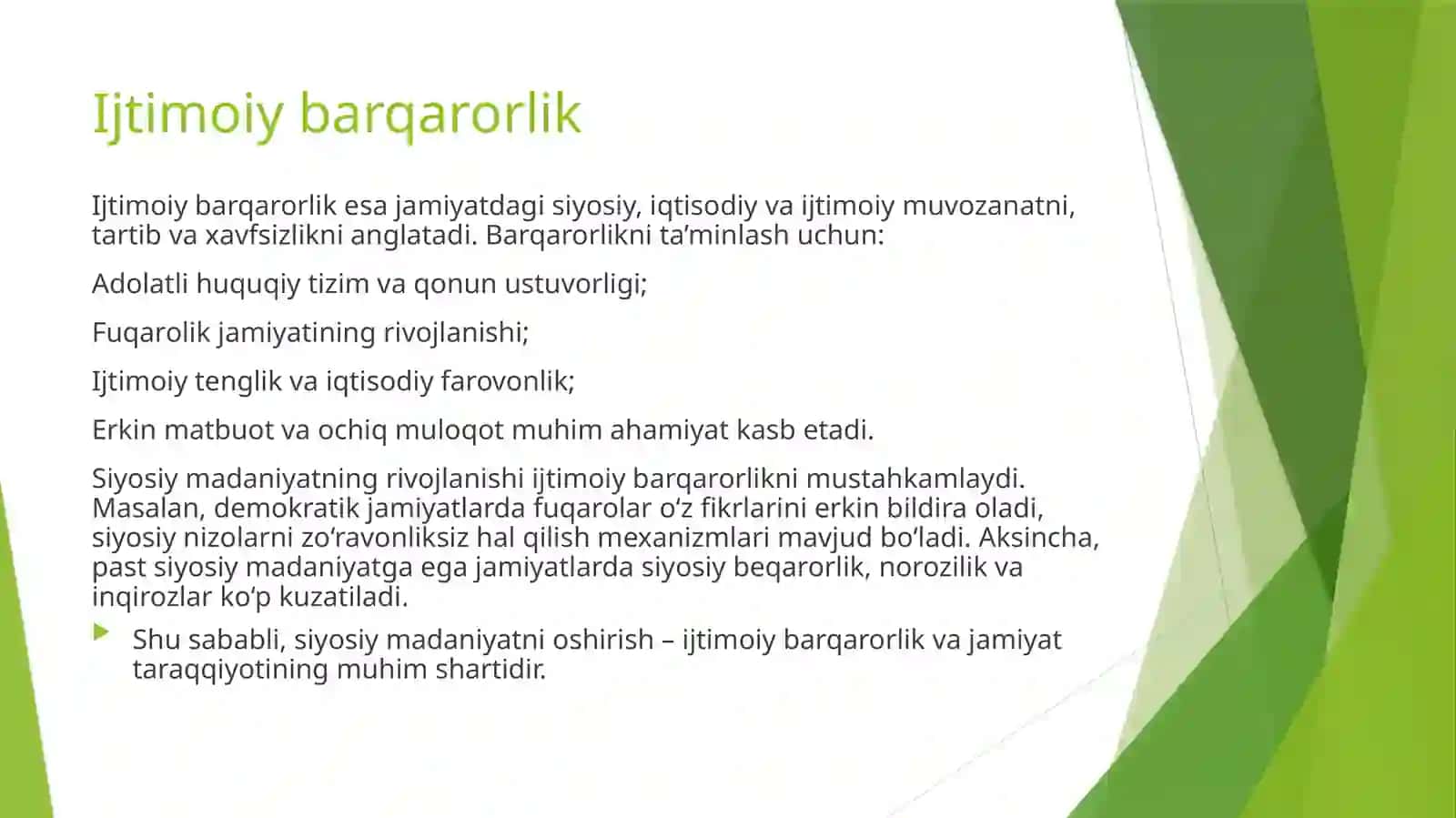 Siyosiy madaniyat va ijtimoiy barqarorlik. Siyosiy konflikt va uning turlari 4