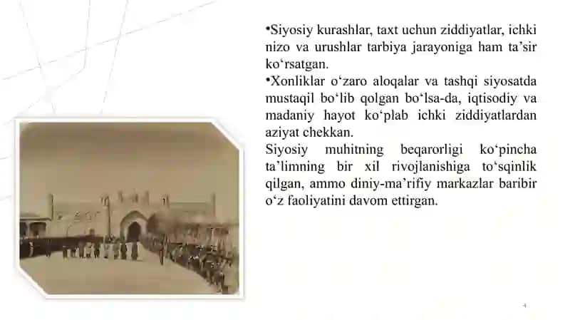 Xonliklardavridagi ijtimoiy-siyosiy muhitning tarbiyaga tasiri 4