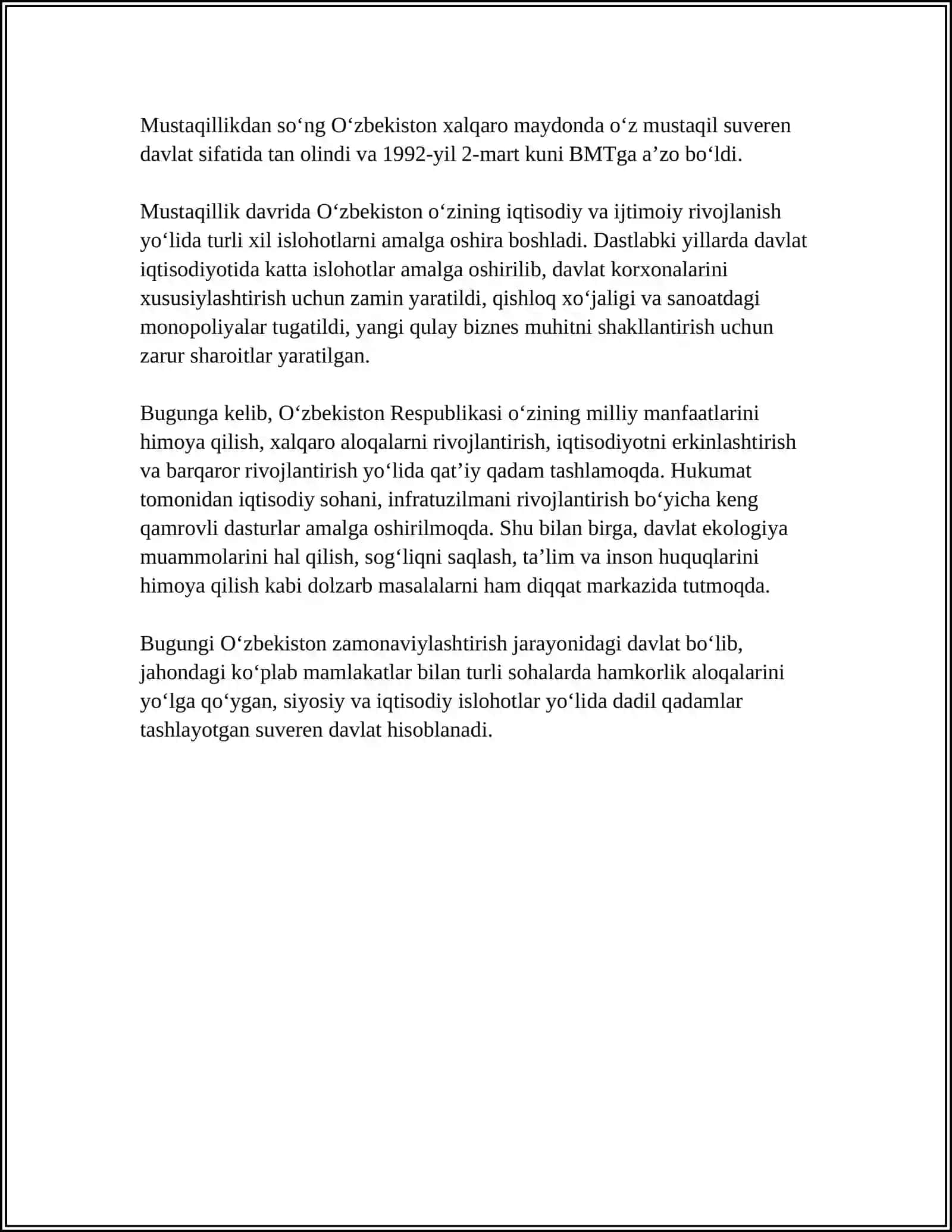 O'ZBEKISTON RESPUBLIKASINING TASHKIL ETILISHI 4