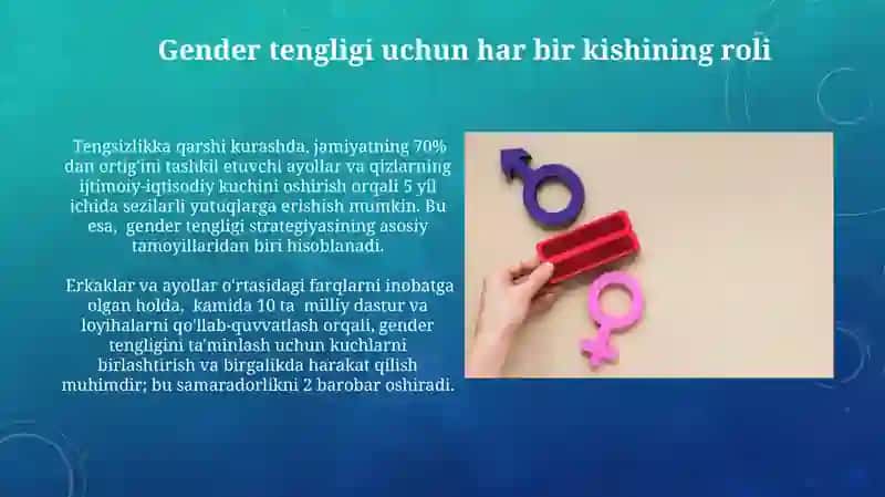 Gendr tengligining asosiy tamoyillari 4