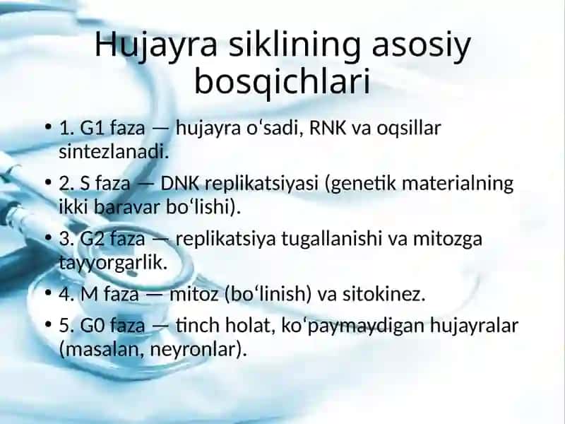 Hujayra sikli va hujayra replikatsiyasi boshqaruvi mexanizmlari 4