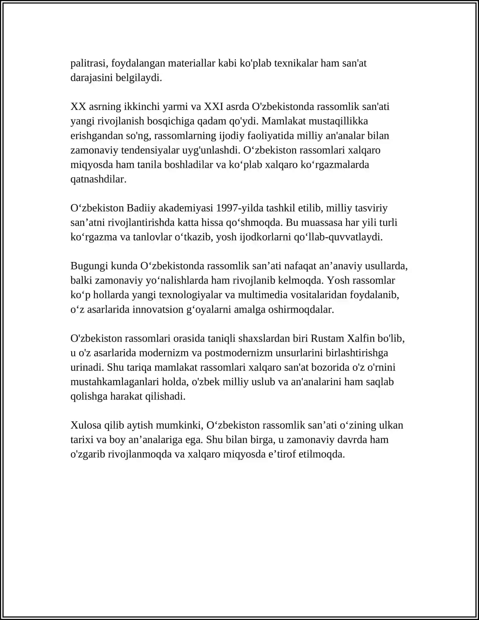 MUSTAQIL ISH Mavzu: BADIIY TASVIR VOSITALARI 4