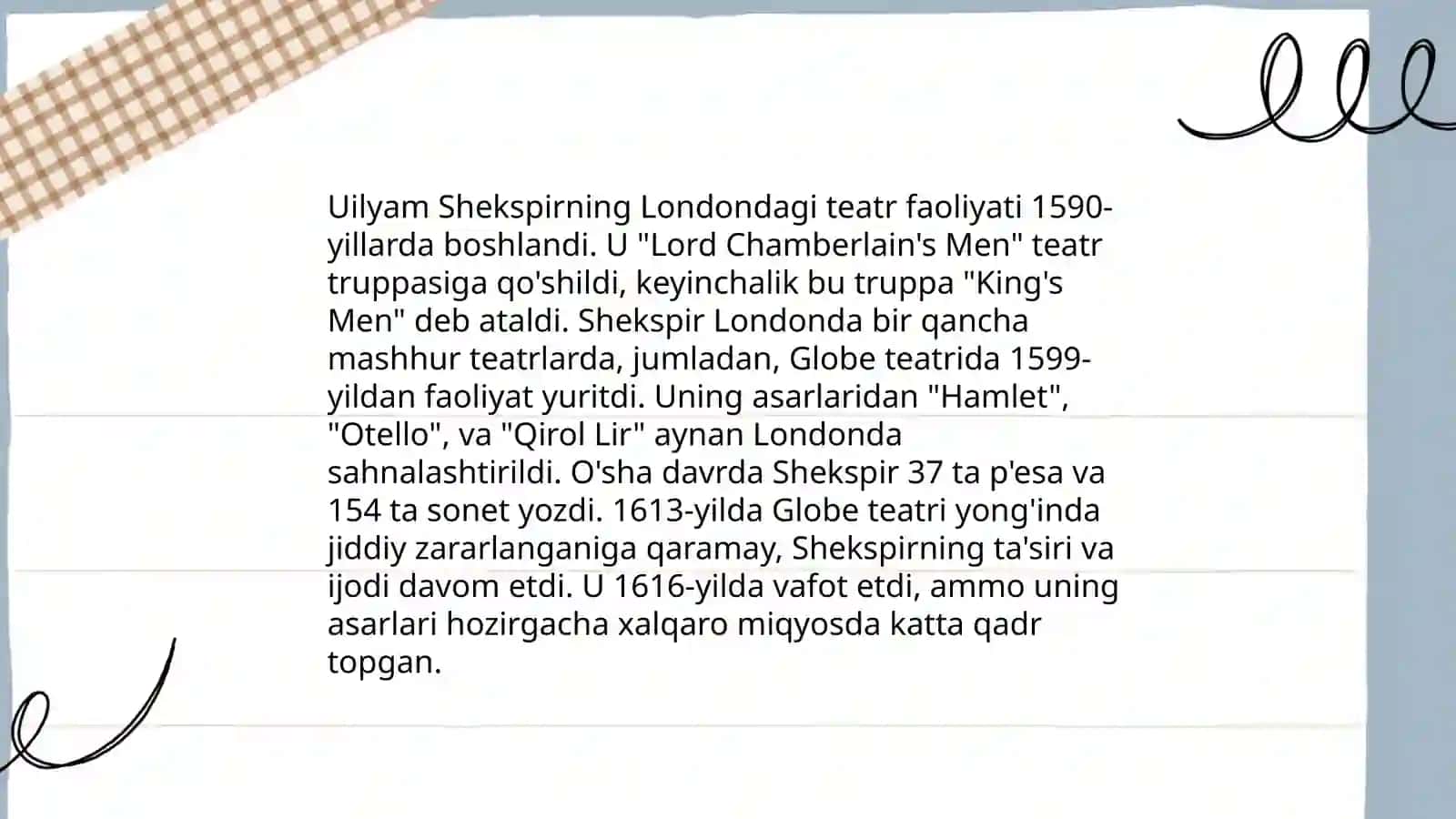Maktabda Shekispir hayoti va ijodini oʻqitish 4
