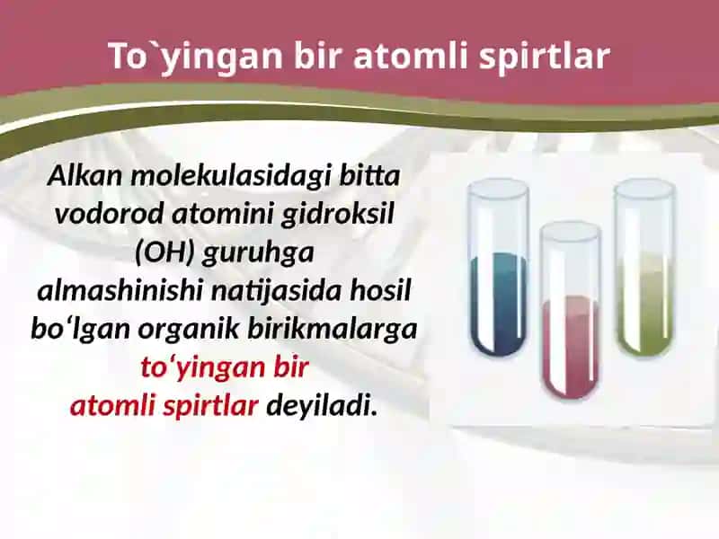 To'yingan biratomli spirtlar 4