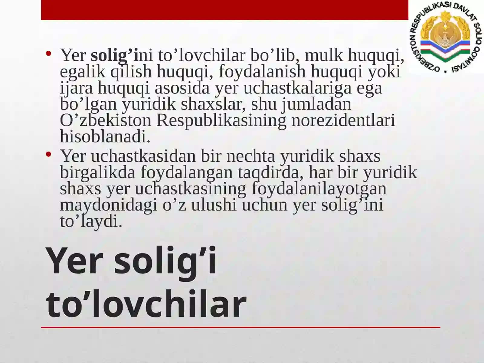 YURIDIK SHAXSLAR MULK SOLIG'I ELEMENTLARI(MISOLLAR BILAN) 4