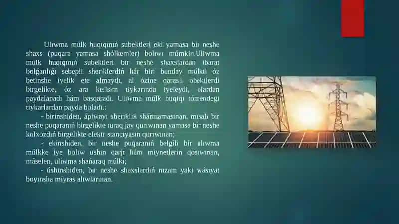 Uliwma múlk huqıqınıń áhmiyeti hám qollanılıwı 4