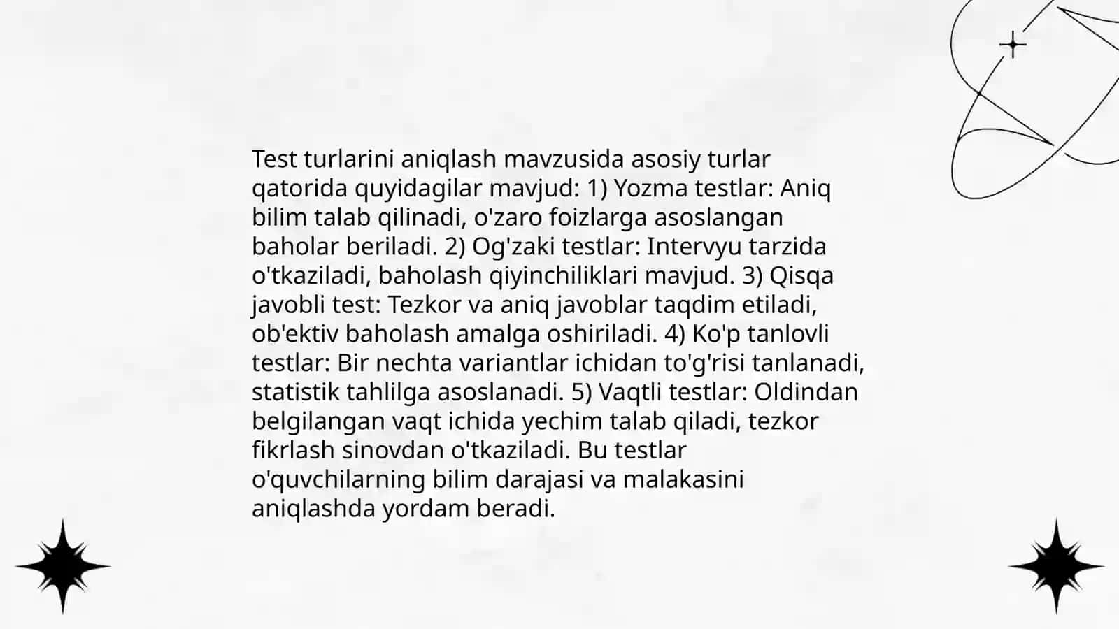 Test tashkil qilish texnologiyasi boʻyicha taqdimot tayyorlash 4