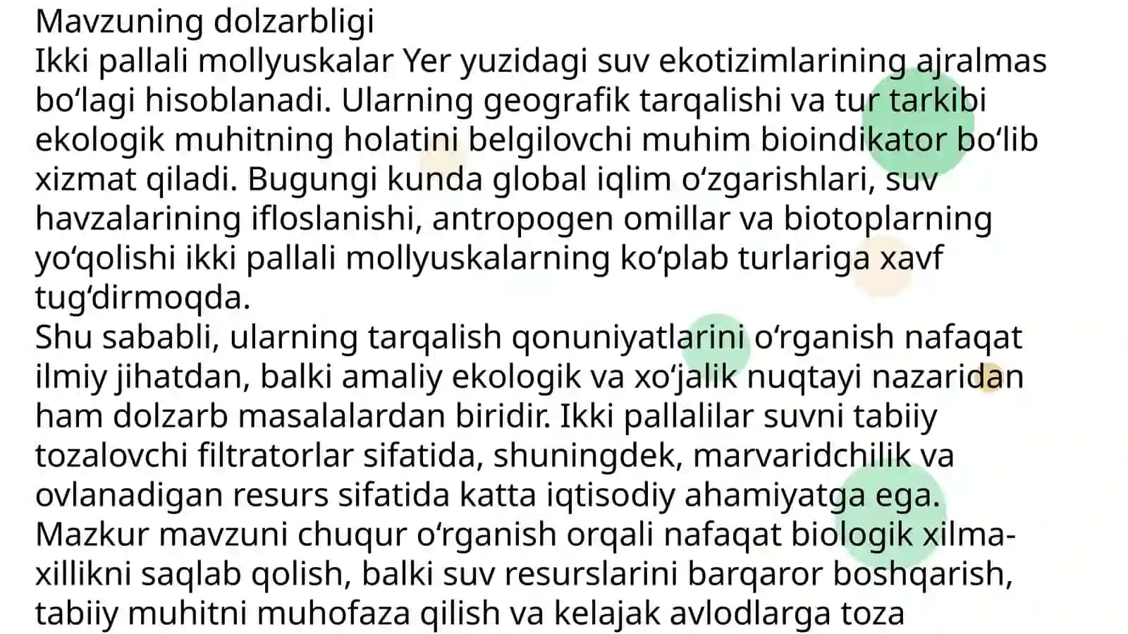 Ikki pallalimolyuskalarning hududiy tarqalishi 4