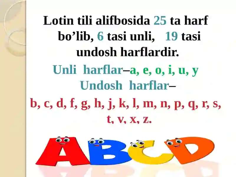 Lotin tilidagi alifbosi 4