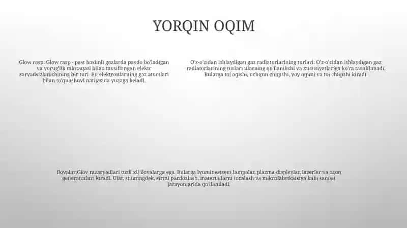 Mustaqil Gaz Razaryad Turlari Va Ularni Qo'Llanilishi 4