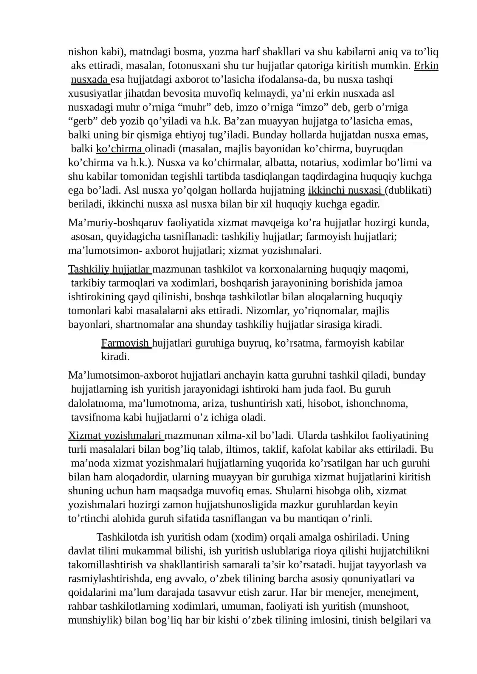 Hujjat turlari va xususiyatlari 4