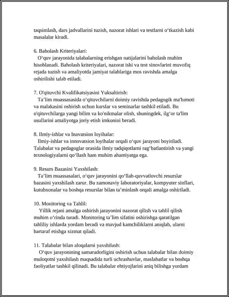 O'QUV ISHLARINI REJALASHTIRISH 4