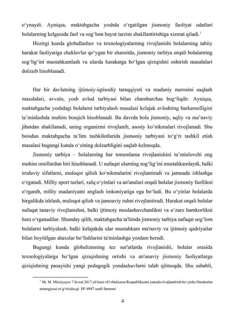 Maktabgacha ta’lim yoshidagi bolalar shaxsini barkamol qilib tarbiyalashda milliy usul, odatlardan foydalanish 4