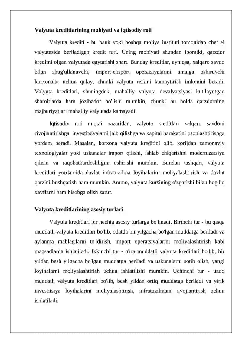 Banklar tomonidan beriladigan valyuta kreditlari 4