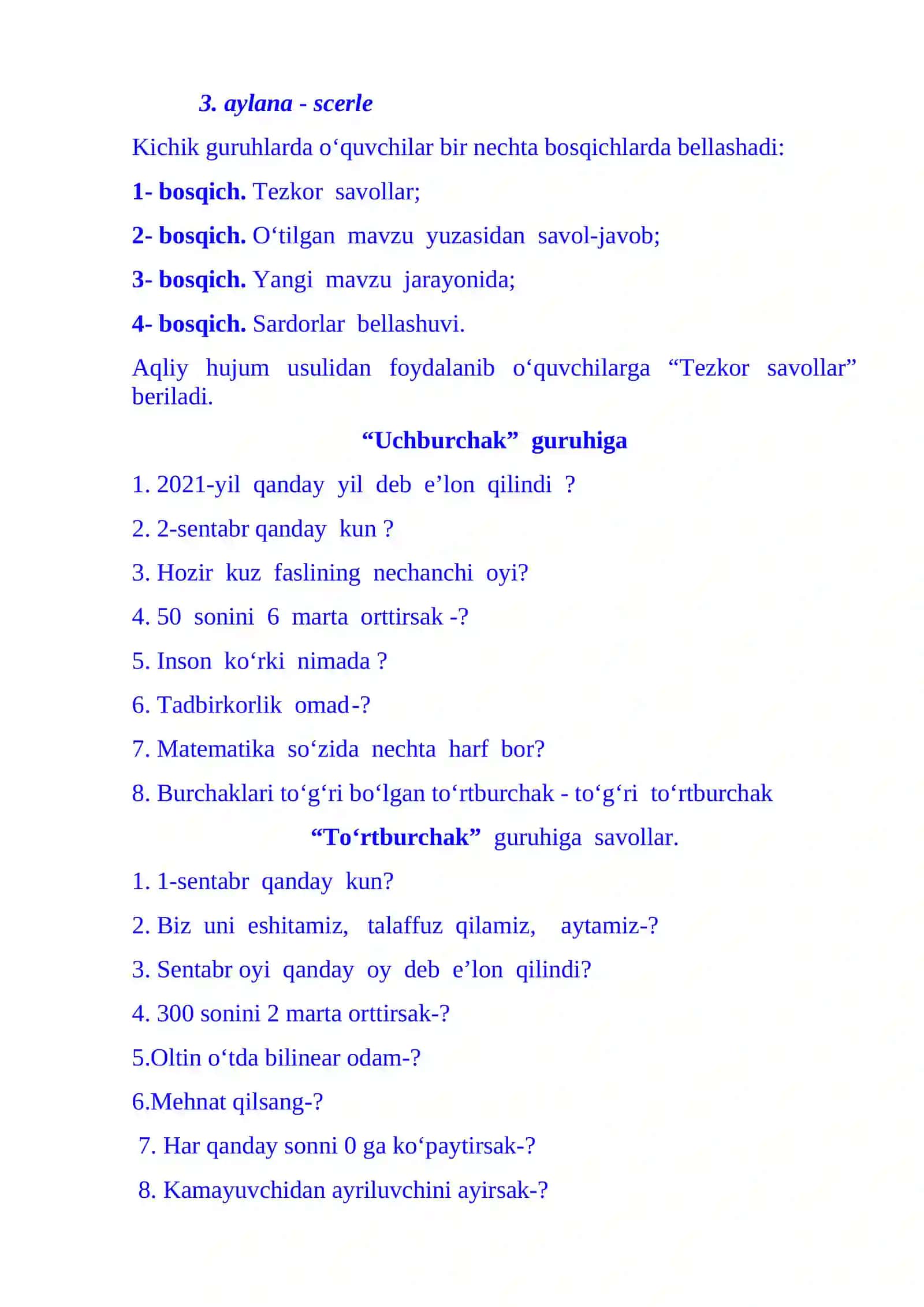 4-sinf Matematika Parallel va perpendikulyar to'g'ri chiziqlar dars ishlanmasi 4