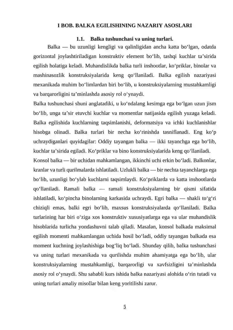 BALKA EGILISHIDAGI KUCHLANISHLARNI HISOBLASH METODIKASI 4