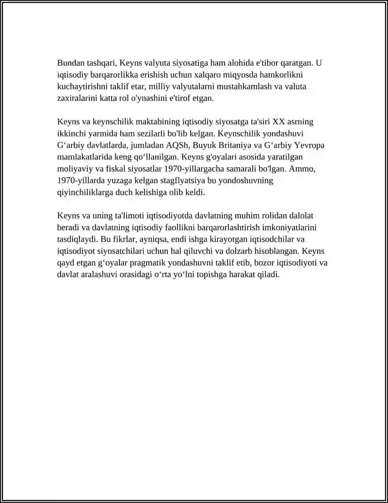 KEYNS VA KEYNSCHILIK TALIMOTI. NOMUKAMAL RAQOBAT BOZORI NAZARYASI 4