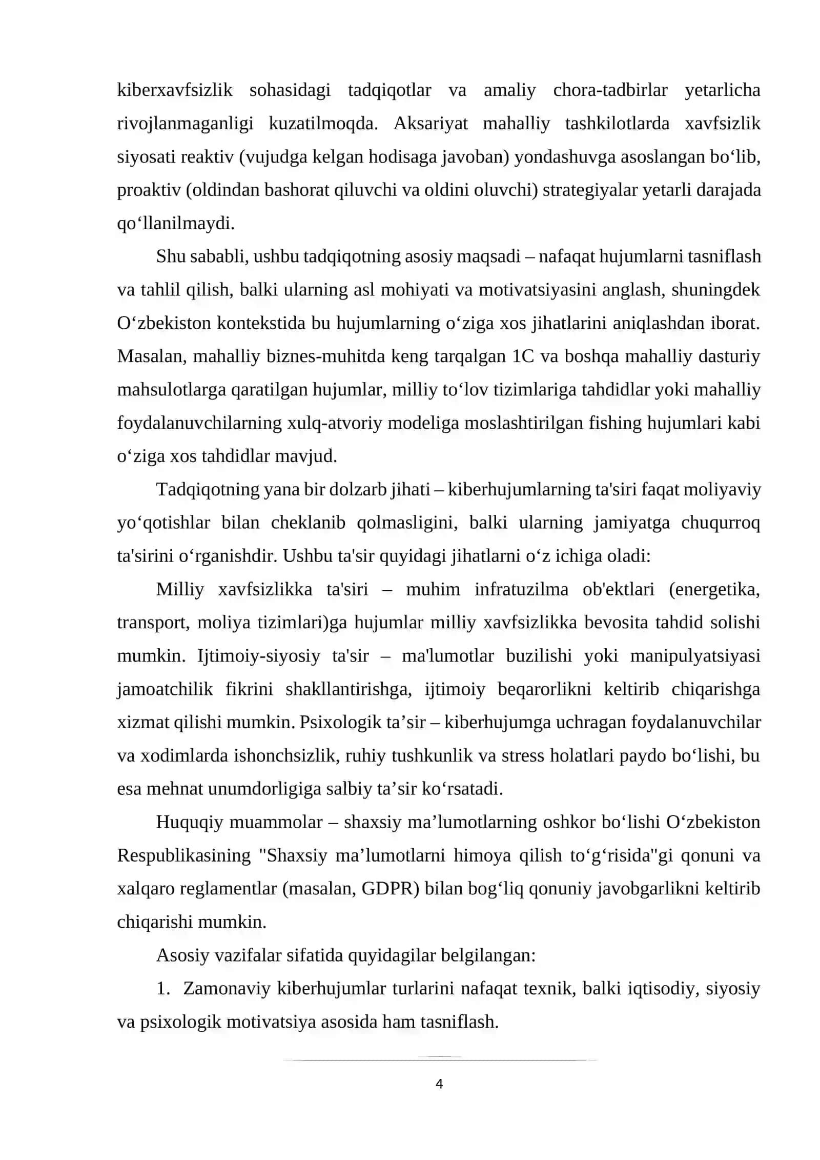 Zamonaviy kiberhujumlar turlari va ularning axborot tizimlariga koʻrsatadigan ta’siri 4