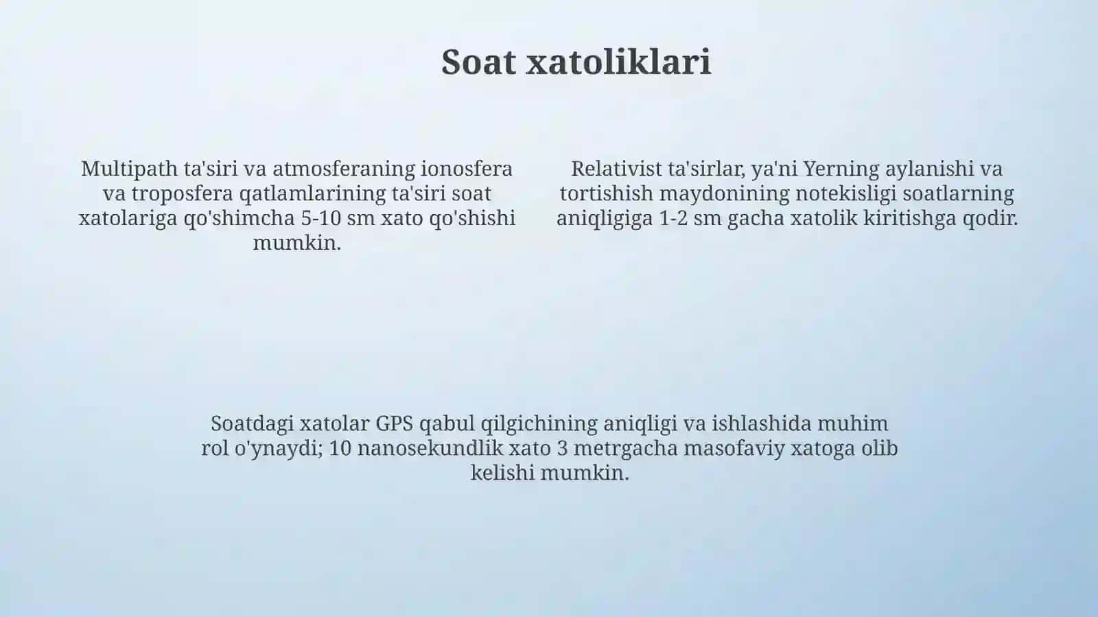 Sputnikaviy geodezik apparatlar. Priyomnik xatolari 4